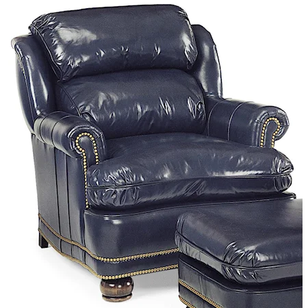 Traditional Upholstered Chair with Rolled Arms and Nailhead Trim